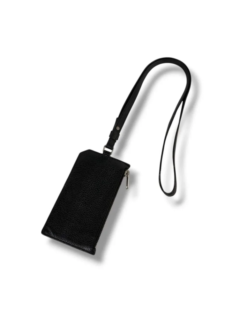 Saint Laurent Paris Zip Card Case with Neck Strap Fragment Black